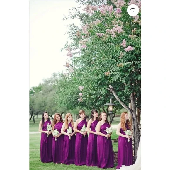 Amsale Silk Chiffon Bridesmaid Dress Plum Purple Size 14 Formal Gown - Picture 2 of 11